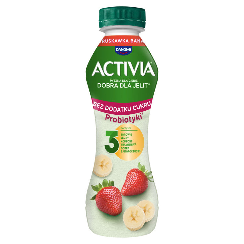 Activia Jogurt bez dodatku cukru truskawka banan 270 g