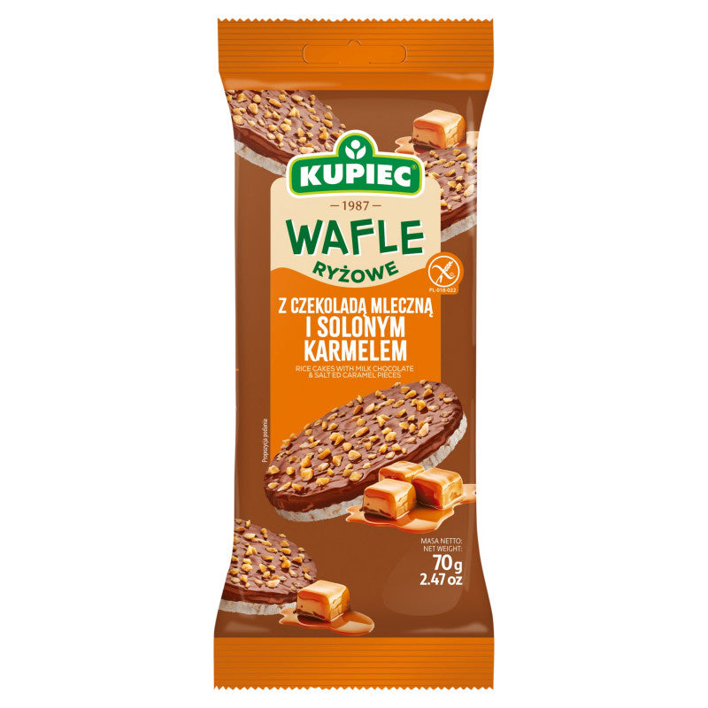 Kupiec Wafle ryżowe z czekoladą mleczną i solonym karmelem 70 g