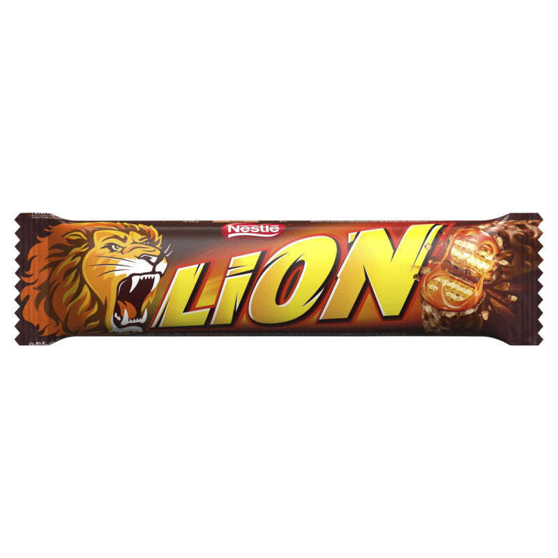 Lion Nadziewany wafel z karmelem i płatkami pszennymi oblany mleczną czekoladą 42 g