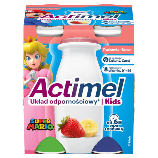 Actimel Kids Napój jogurtowy o smaku truskawkowo-bananowym 400 g (4 x 100 g)
