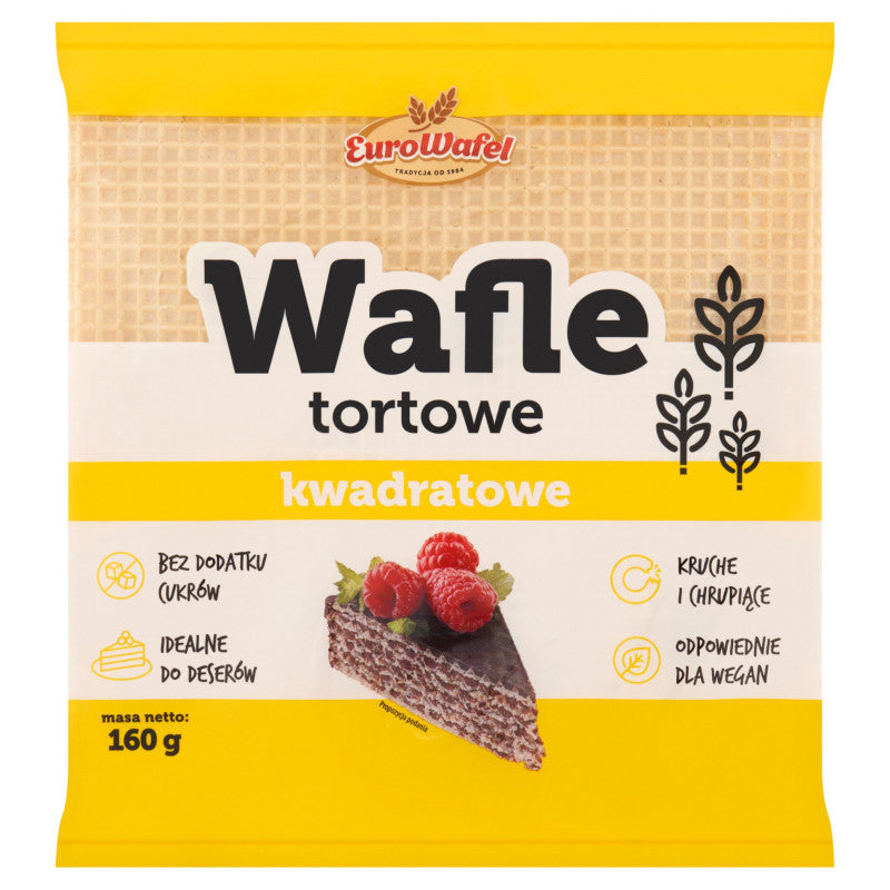 Eurowafel Wafle tortowe kwadratowe 160 g